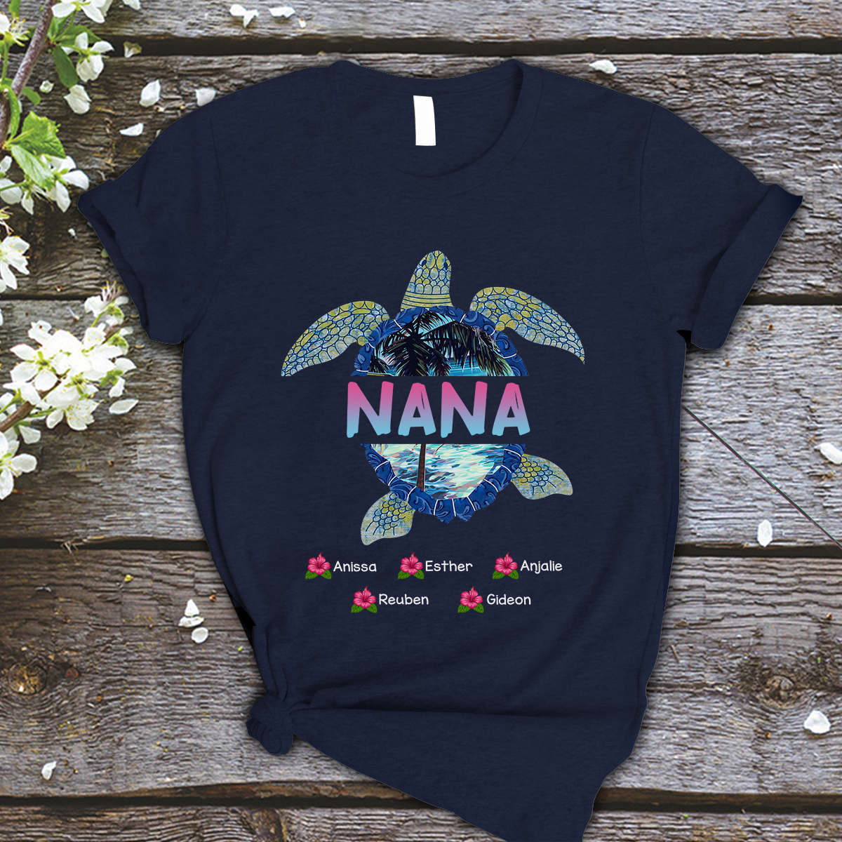 Nana and Kids Custom Name T-shirt, Nana Turtle,Turtle Lovers Gift for Mama Mother Grandma Personalized Shirt - Perfect Gift For Gigi, Nana, Mimi, Grandma