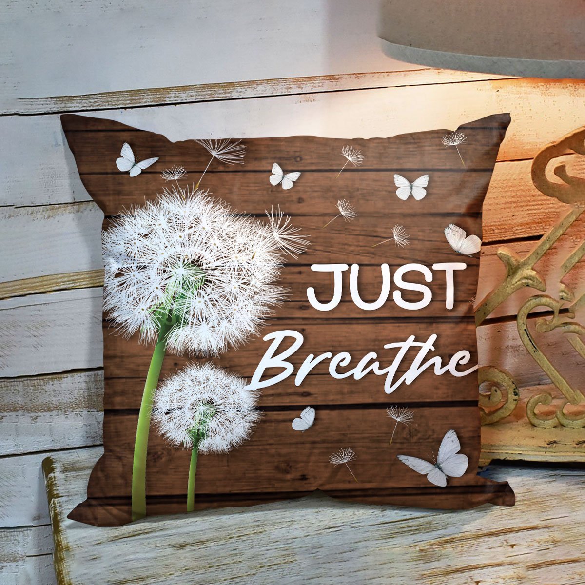 Bible Verse Pillow - Scripture Pillow - God Pillow - Just Breathe - Beautiful Dandelion Pillow