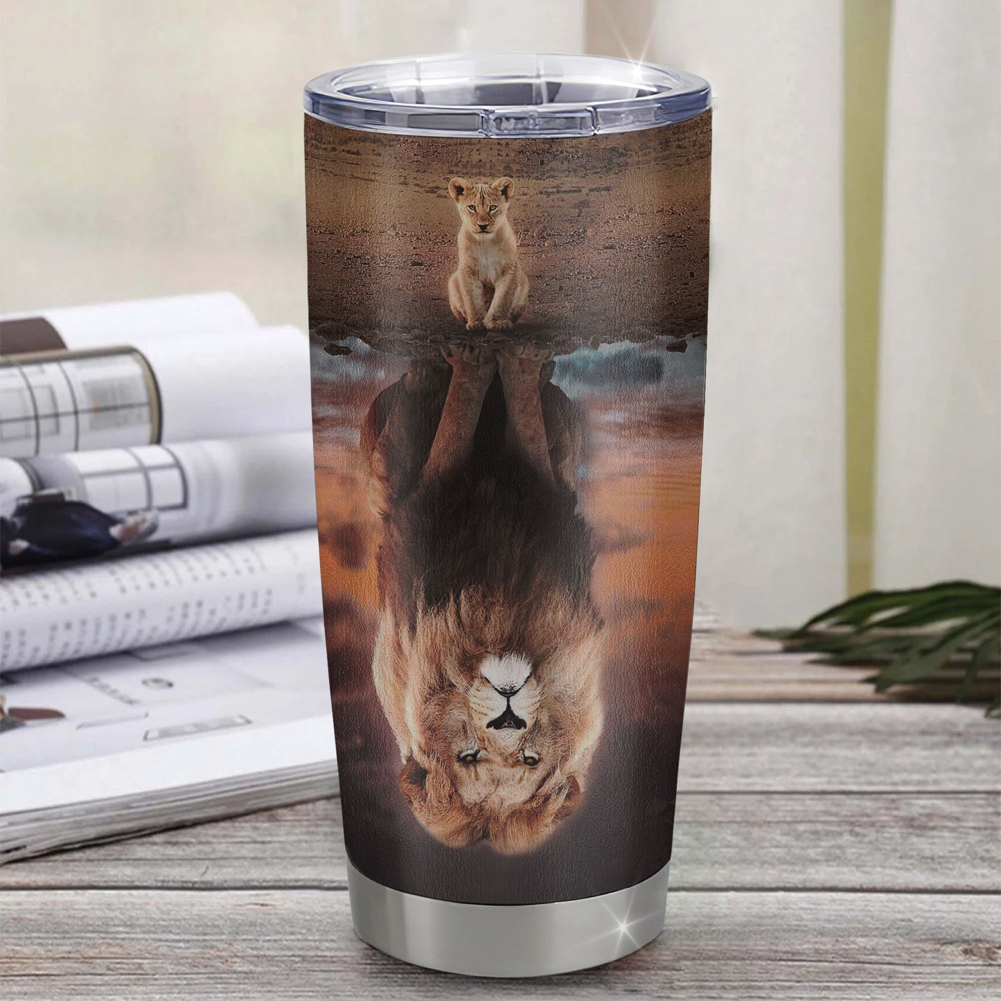 Lion, To My Godson From Godmother, Godfather, I Wish You The Strength - Personalized Tumbler Cup