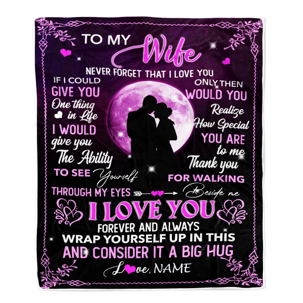 Personalized Blanket Gift For Wife, To My Wife Blanket From Husband, I Love You Forever And Always Wife Valentine, Wedding Anniversary Customized Fleece Blanket