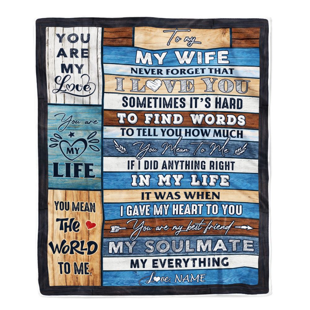 Gift For Wife, Couple Blanket, Personalized Blanket, You Are My Love Blanket, You Mean The World To Me Blanket - Valentine, Christmas, Wedding Anniversary Customized Fleece Blanket