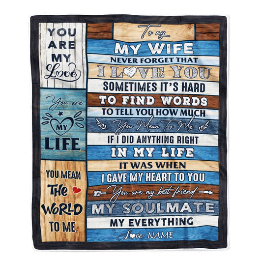 Gift For Wife, Couple Blanket, Personalized Blanket, You Are My Love Blanket, You Mean The World To Me Blanket - Valentine, Christmas, Wedding Anniversary Customized Fleece Blanket