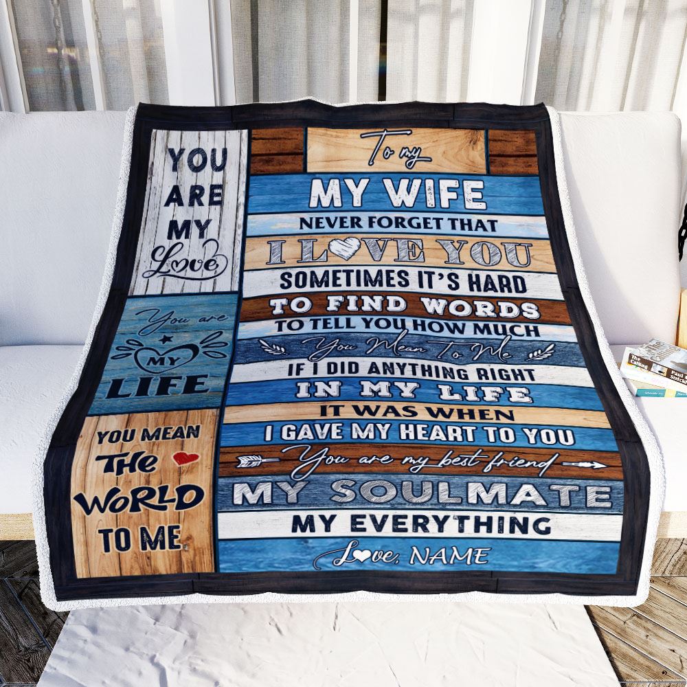 Gift For Wife, Couple Blanket, Personalized Blanket, You Are My Love Blanket, You Mean The World To Me Blanket - Valentine, Christmas, Wedding Anniversary Customized Fleece Blanket
