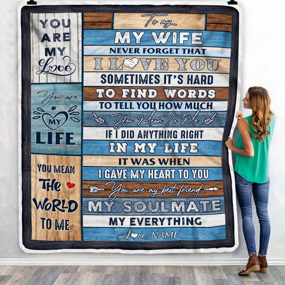 Gift For Wife, Couple Blanket, Personalized Blanket, You Are My Love Blanket, You Mean The World To Me Blanket - Valentine, Christmas, Wedding Anniversary Customized Fleece Blanket