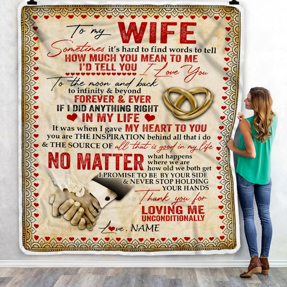 Gift For Wife, Couple Blanket, Personalized Blanket, Couple Ring Blanket, How Much You Mean To Me Blanket - Valentine, Christmas, Wedding Anniversary Fleece Blanket