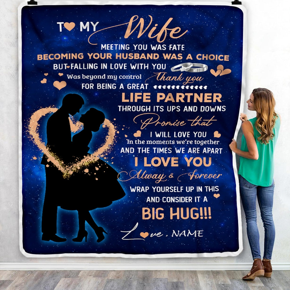 Gift For Wife, Couple Blanket, Big Hug Blanket,Couple Ring, Becoming Your Husband Was A Choice Blanket - Valentine, Christmas, Wedding Anniversary Fleece Blanket
