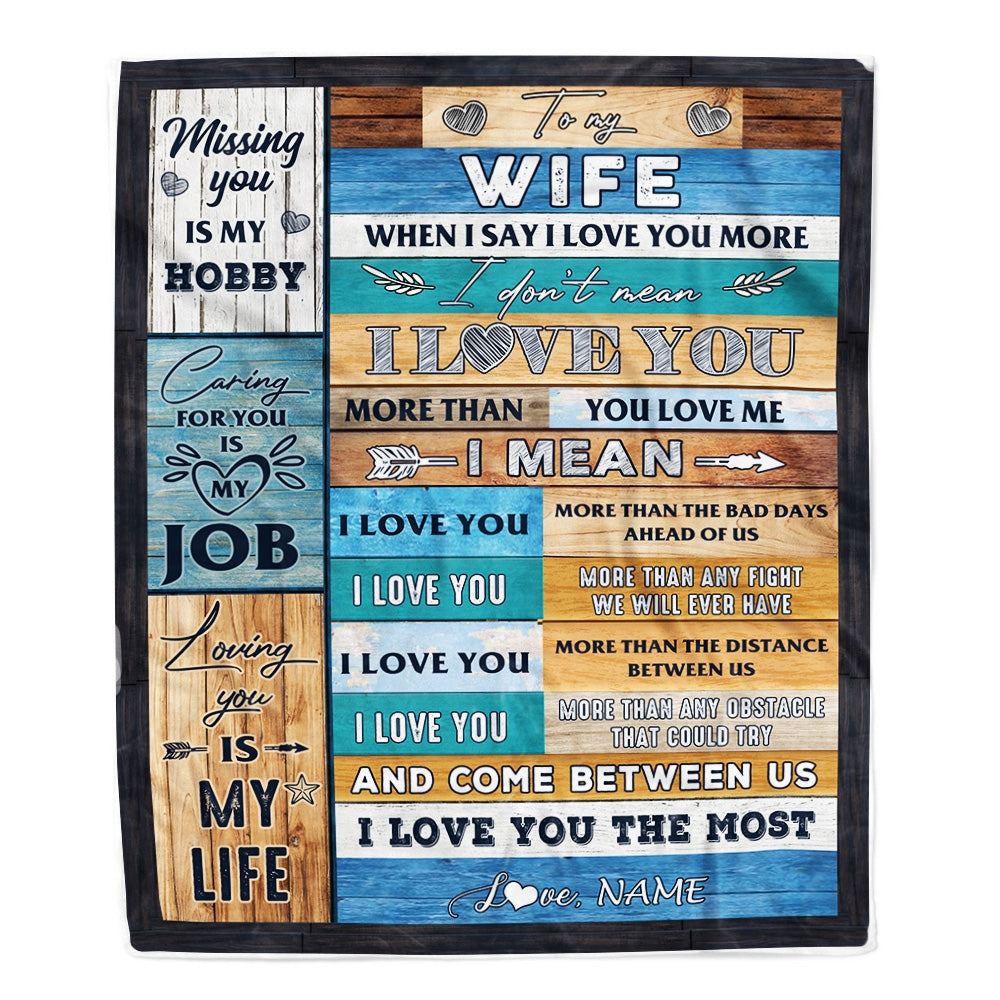 Gift For Wife, Couple Blanket, Missing You Is my Hobby Blanket, Caring For You Is My Job Blanket - Valentine, Christmas, Wedding Anniversary Fleece Blanket