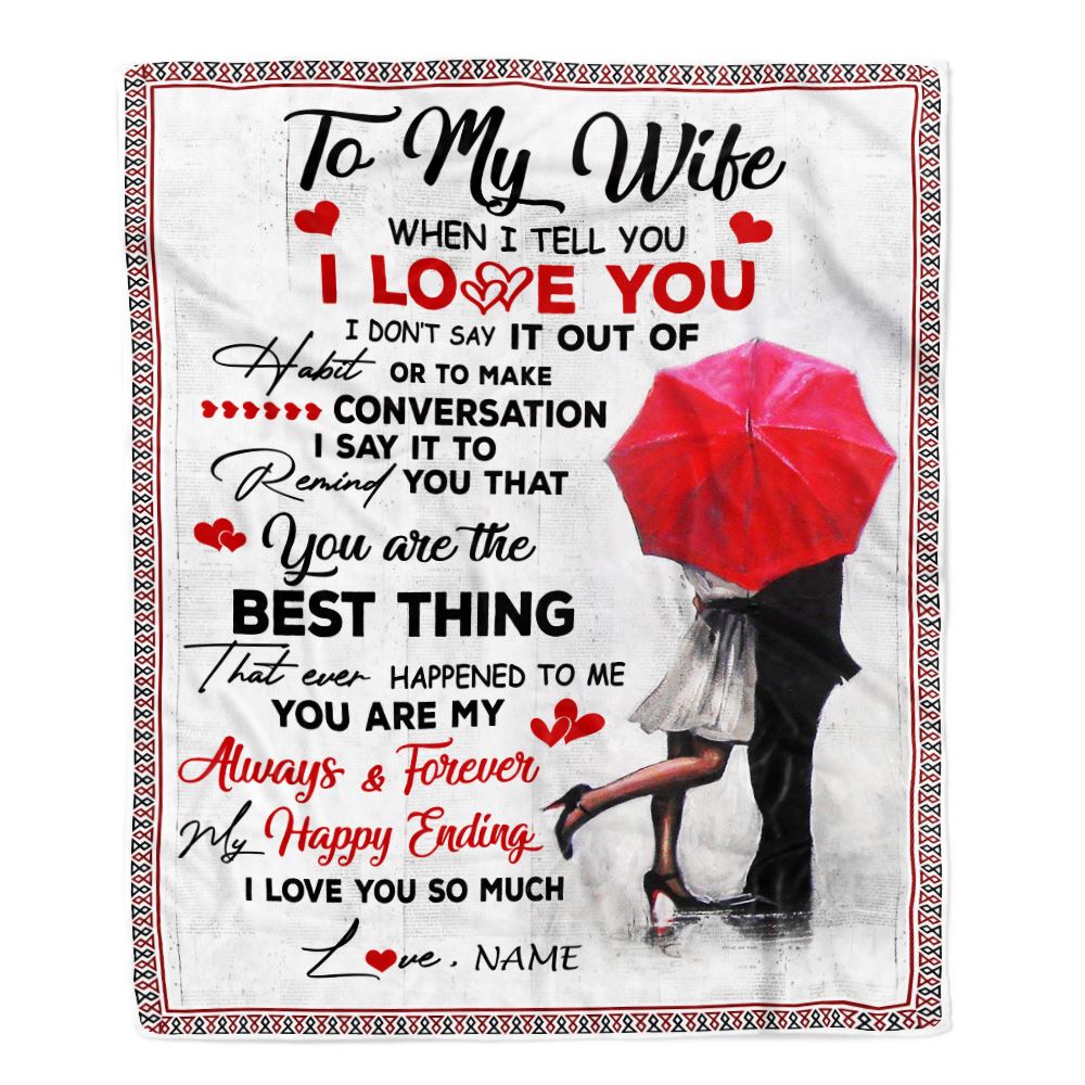 Gift For Wife, Couple Blanket, Couple and Red Umbrella Blanket, You Are The Best Thing Blanket - Valentine, Christmas, Wedding Anniversary Fleece Blanket