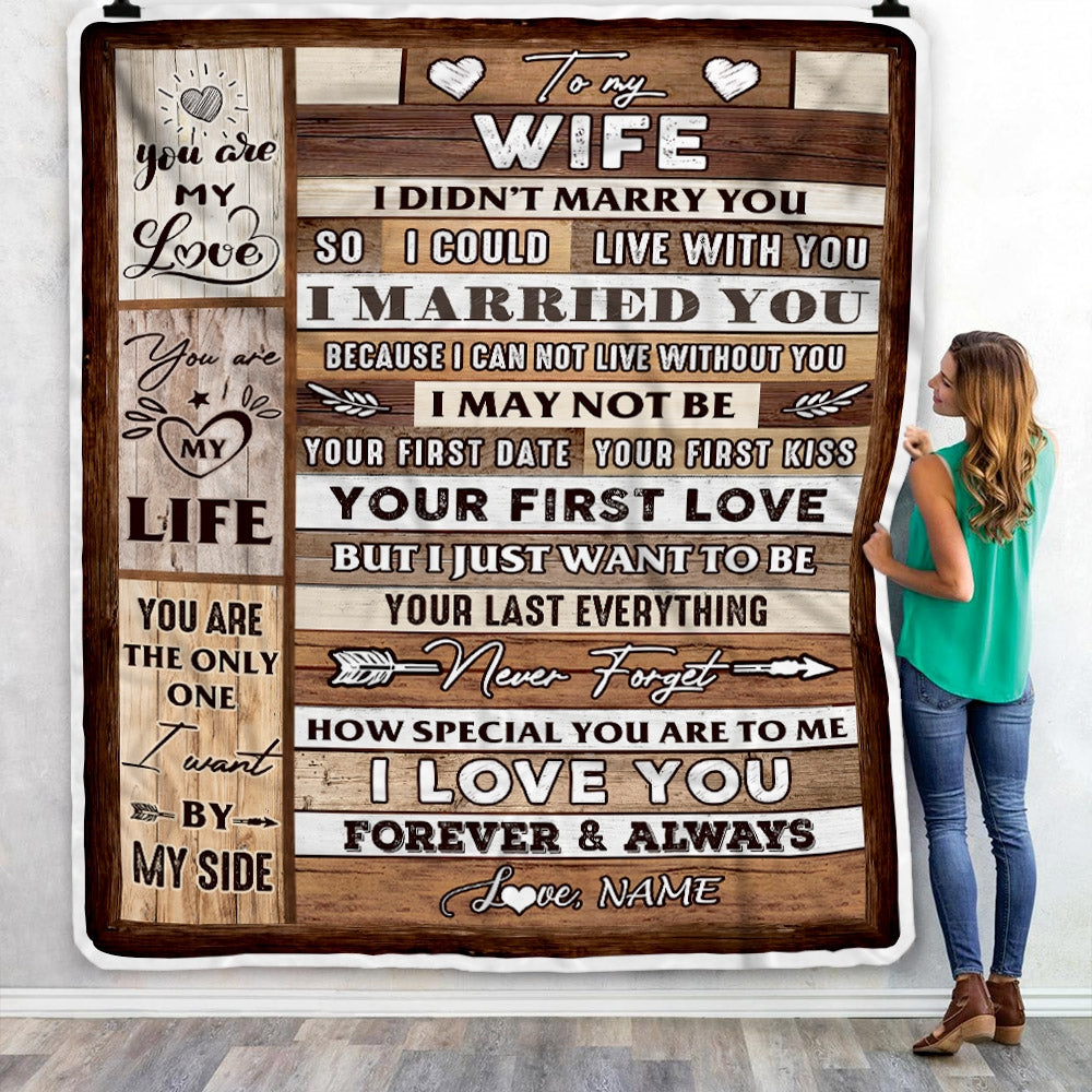 Gift For Wife, Couple Blanket, Wood imitation Blanket,You Are My Love, You Are My Life Blanket - Valentine, Christmas, Wedding Anniversary Fleece Blanket
