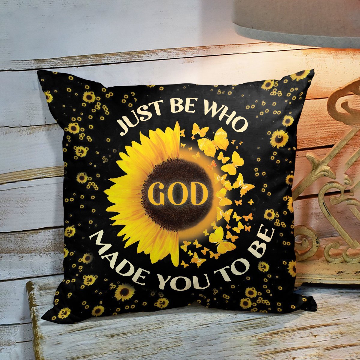 Bible Verse Pillow - Scripture Pillow - God Pillow -  Be Who God Made You To Be - Sunflower And Butterfly Pillow