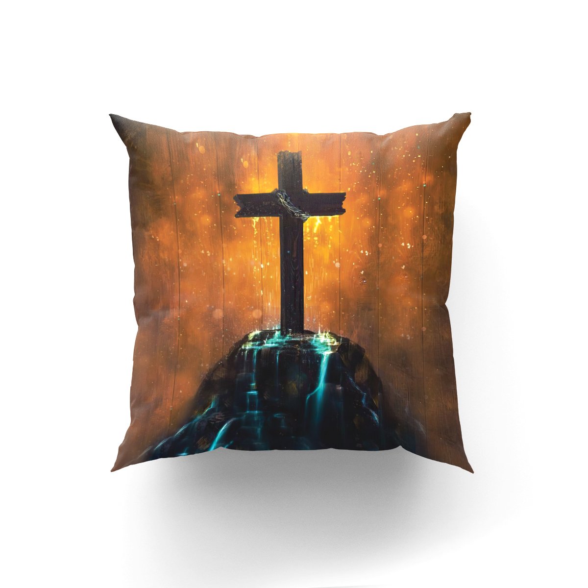 Bible Verse Pillow - Scripture Pillow - God Pillow - Cross On Rock - Christian Pillow
