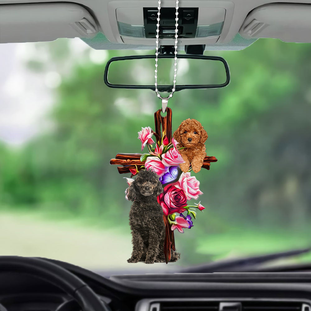 Poodle Roses and Jesus Ornament - Dog Car Hanging Ornament - Gift For Pet Lovers - Gift For Dog Mom, Dog Lover, Dog Owner