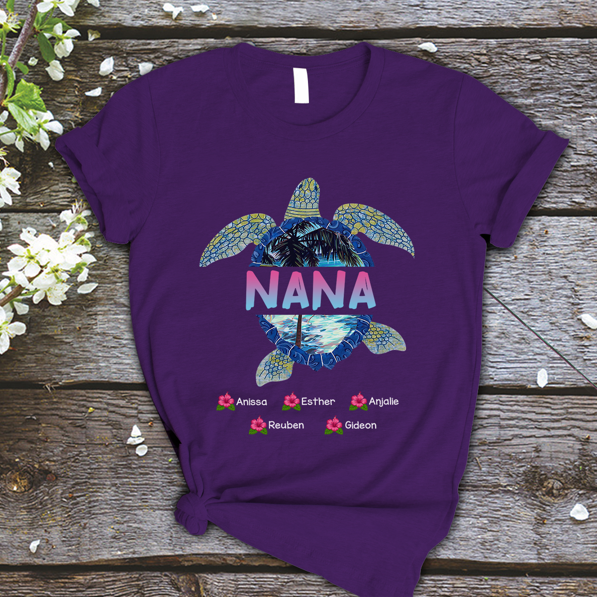 Nana and Kids Custom Name T-shirt, Nana Turtle,Turtle Lovers Gift for Mama Mother Grandma Personalized Shirt - Perfect Gift For Gigi, Nana, Mimi, Grandma