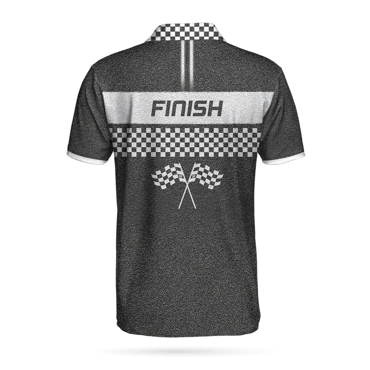 Racing Start And Finish Short Sleeve Polo Shirt, Black And White Checker Pattern Polo Shirt, Best Racing Shirt For Men