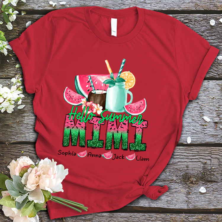 Mimi with Kids Custom Name T-shirt,  Mother's Day Shirt, Summer Mimi And Kids Personalized Shirt - Perfect Gift For Nana, Mimi, Grandma