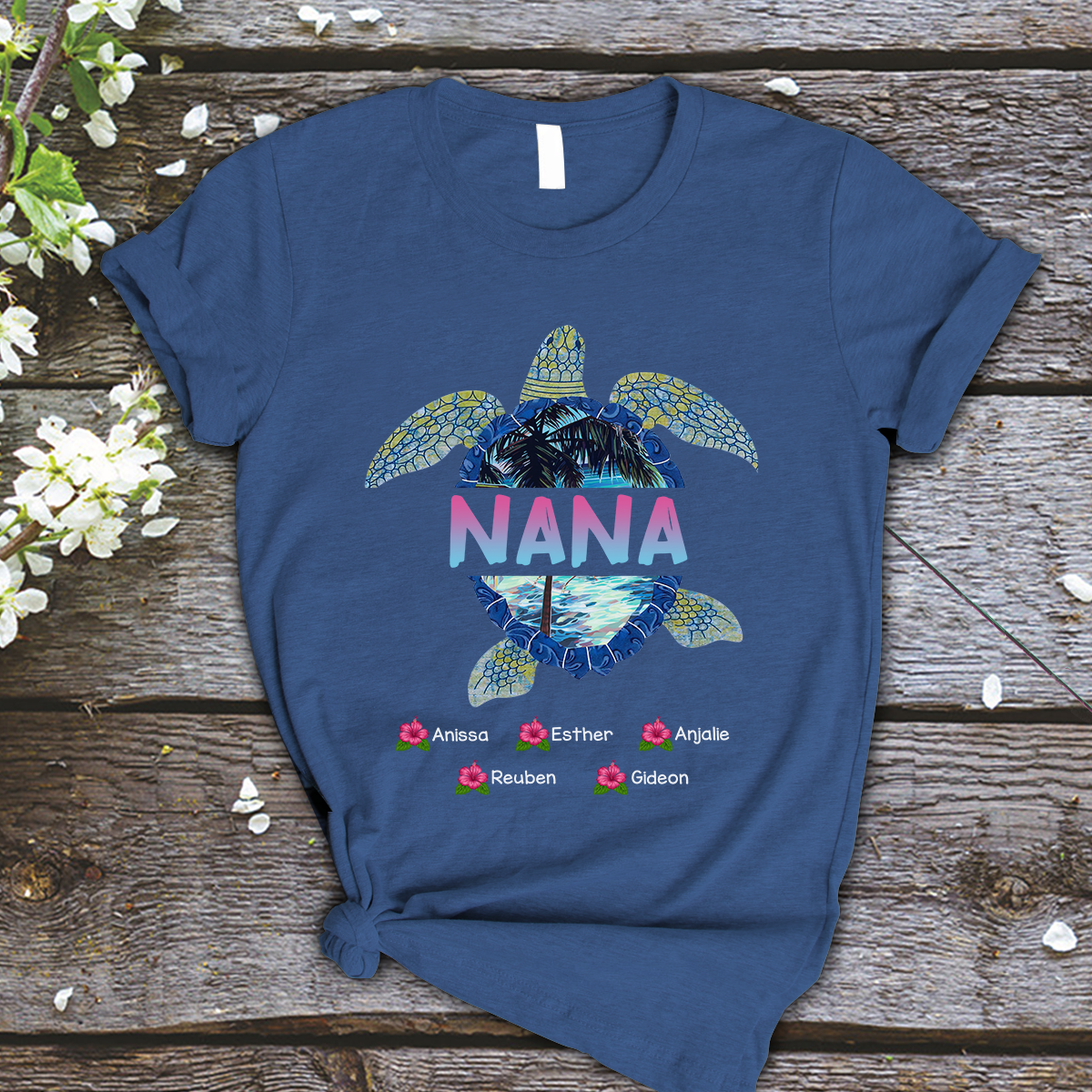 Nana and Kids Custom Name T-shirt, Nana Turtle,Turtle Lovers Gift for Mama Mother Grandma Personalized Shirt - Perfect Gift For Gigi, Nana, Mimi, Grandma
