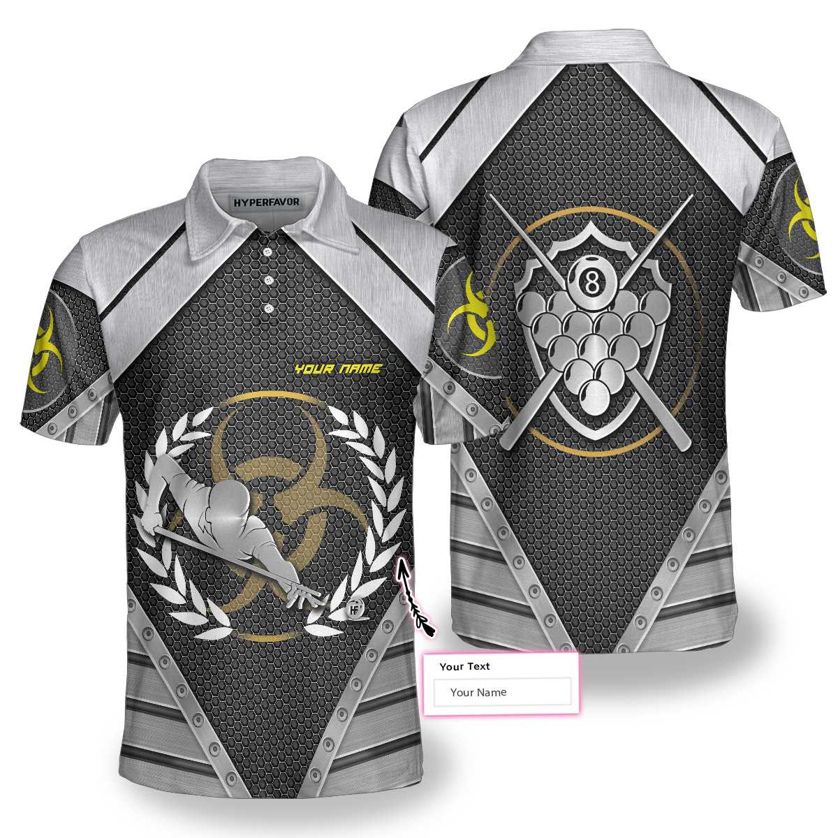 Silver Billiards Custom Polo Shirt, Personalized Billiards Shirt For Men, Billiards Polo Shirt - Perfect Custom Gift For Billiards Player, Golfers