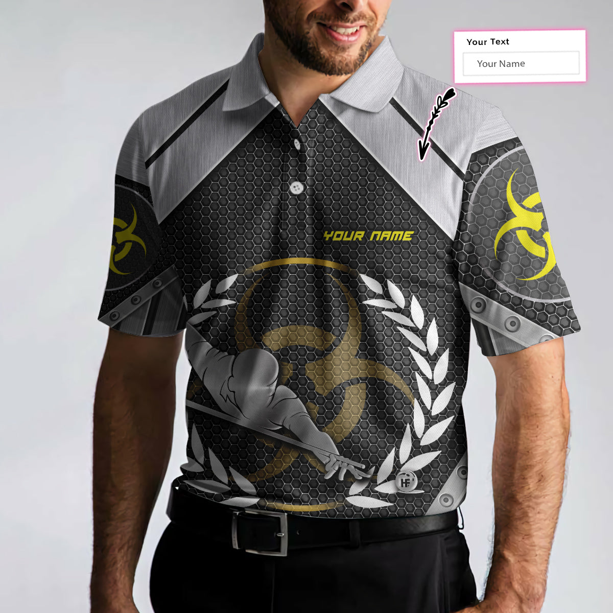 Silver Billiards Custom Polo Shirt, Personalized Billiards Shirt For Men, Billiards Polo Shirt - Perfect Custom Gift For Billiards Player, Golfers