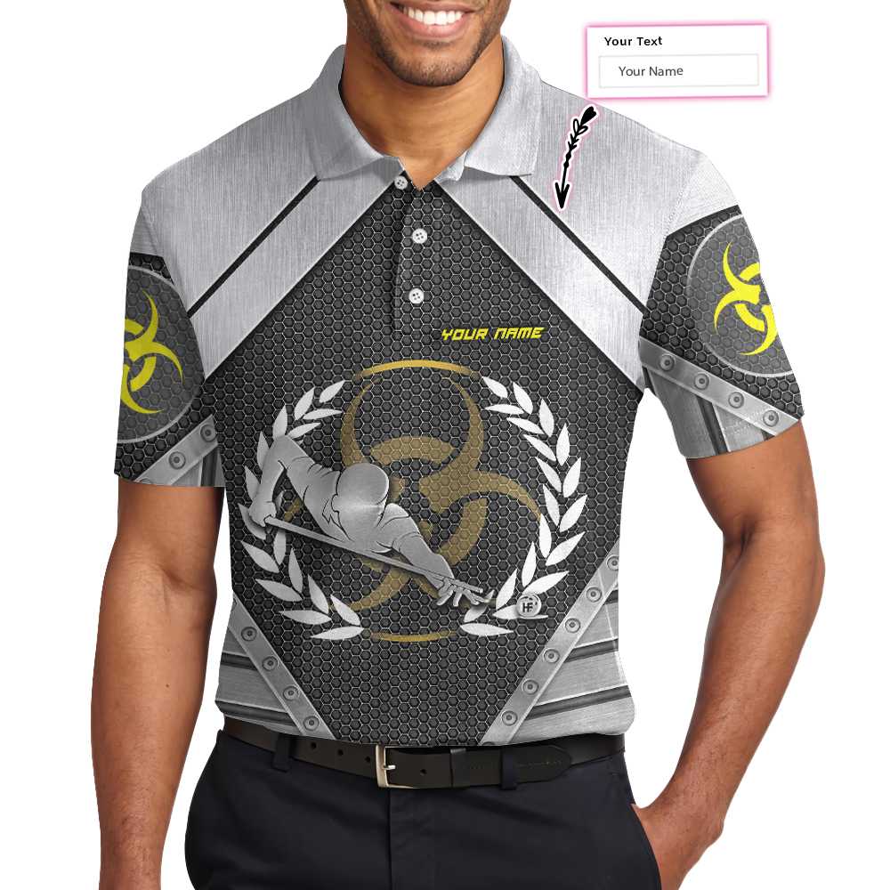 Silver Billiards Custom Polo Shirt, Personalized Billiards Shirt For Men, Billiards Polo Shirt - Perfect Custom Gift For Billiards Player, Golfers