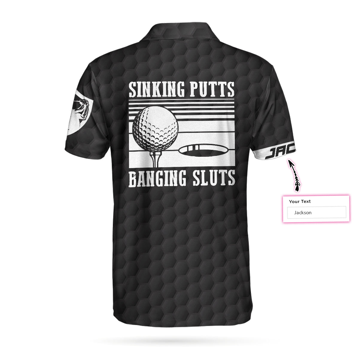 Golf Custom Name Polo Shirt, Sinking Putts Banging Sluts Custom Polo Shirt, Personalized Black Golf Pattern Shirt- Perfect Gift For Men, Golfers