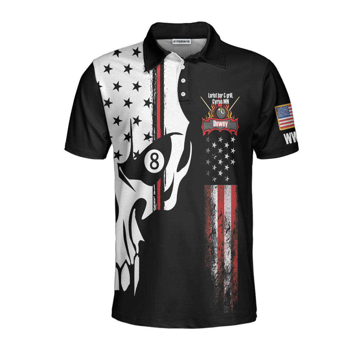 Personalized Dewey Skull Billiards Pool Polo Shirt, Custom Polo Shirt For Men, Best Gift For Men, Gift For Billiards Lovers
