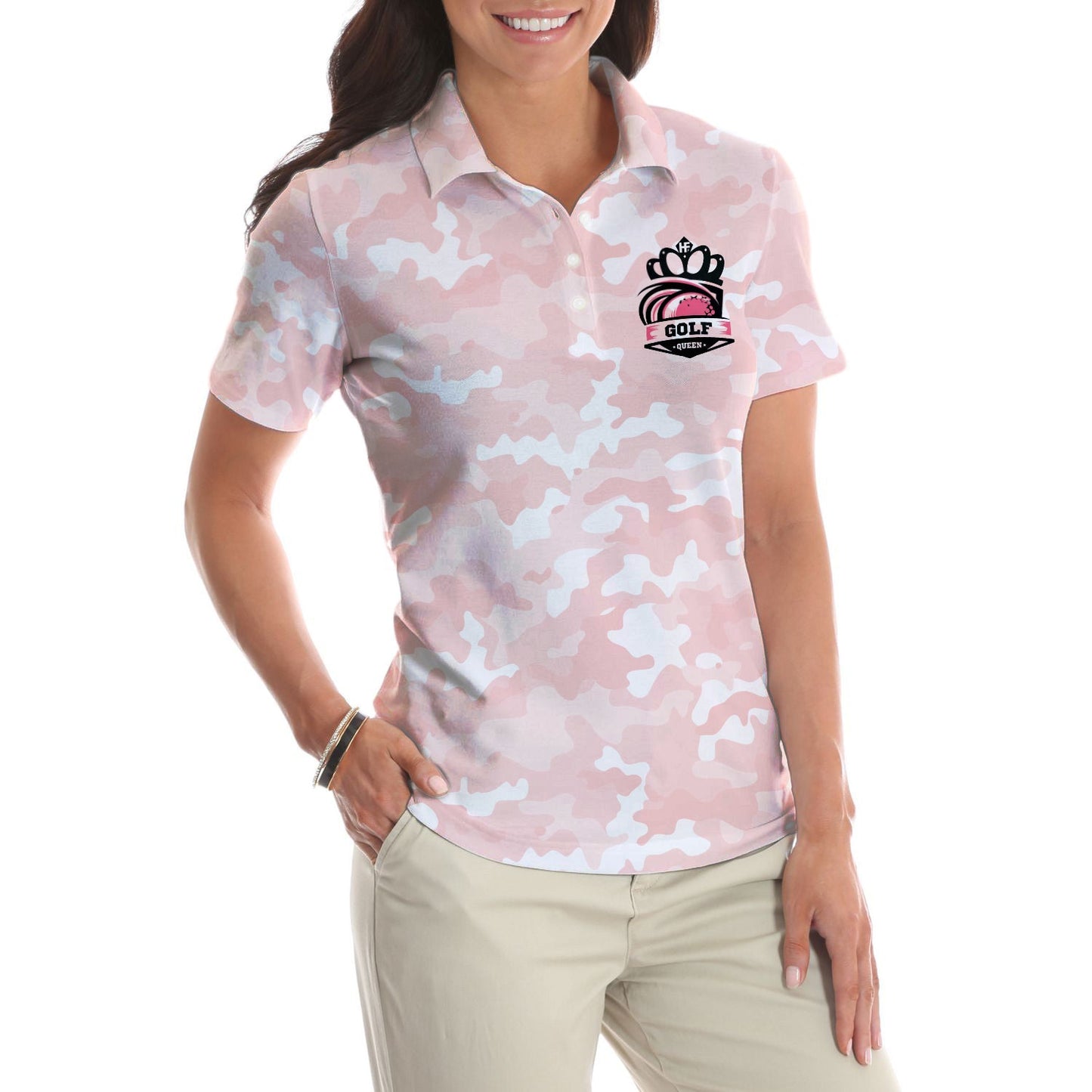 Girl Play Golf Women Polo Shirt, Stop Leering At My Putt Women Polo Shirt, Pink  Pattern Polo Shirt For Female - Perfect Gift For Women, Ladies