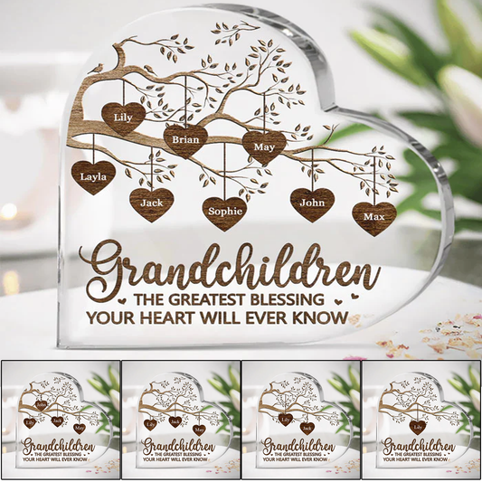 Grandchildren Custom Heart Shaped Acrylic Plaque, Mother's Day, The Greatest Blessing Personalized Custom Heart Shaped Acrylic Plaque, Your Heart Will Ever Know Custom Heart Shaped Acrylic Plaque