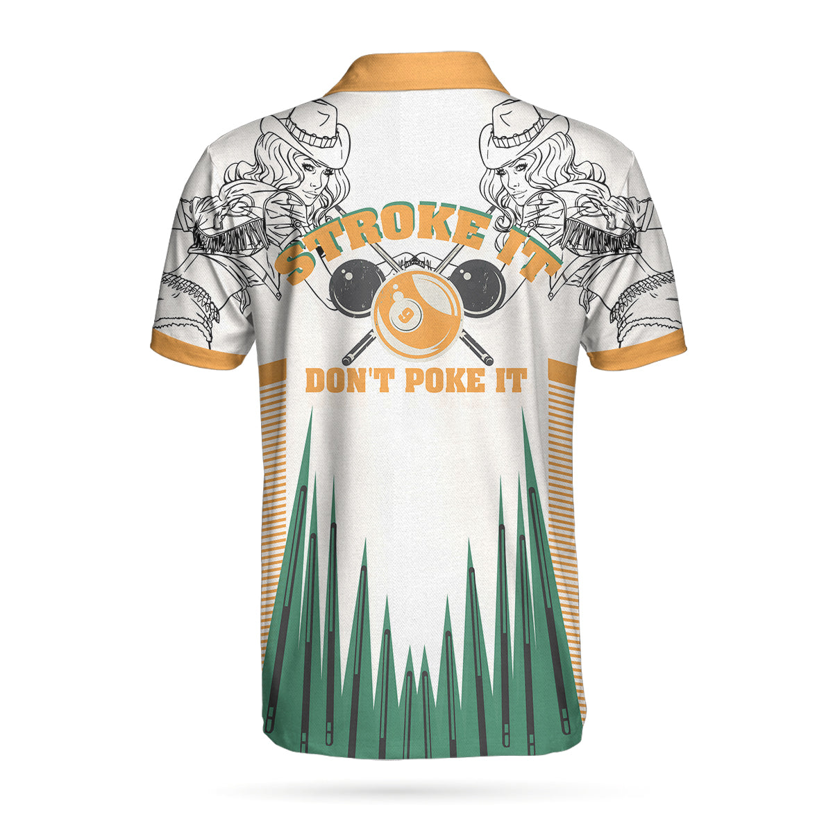 Billiards Polo Shirt, Stroke It Don't Poke It Billiards Polo Shirt, 8-ball Texas Cowgirl Sketching Polo Shirt, Best Billiards Shirt For Men - Perfect Gift For Men, Billiard Lover