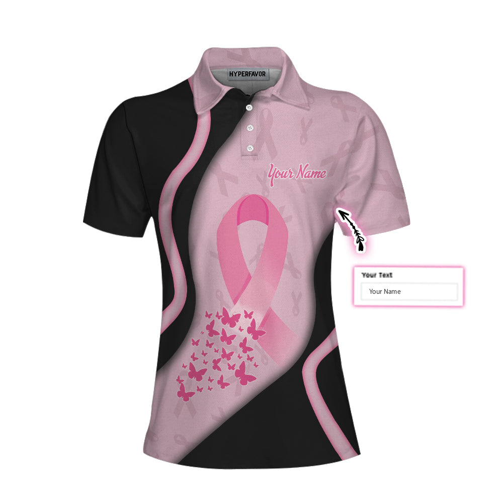 Strong AF Breast Cancer Warrior Custom Short Sleeve Women Polo Shirt, Personalized Pink Breast Cancer Awareness Shirt For Ladies - Perfect Gift For Women