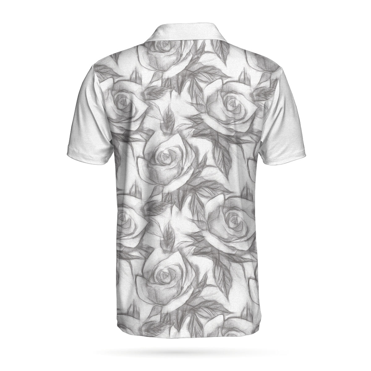 Sugar Skull Drawing Love Polo Shirt, Skull Couple Rose Pattern Pencil Sketching Polo Shirt For Men - Perfect Gift For Men