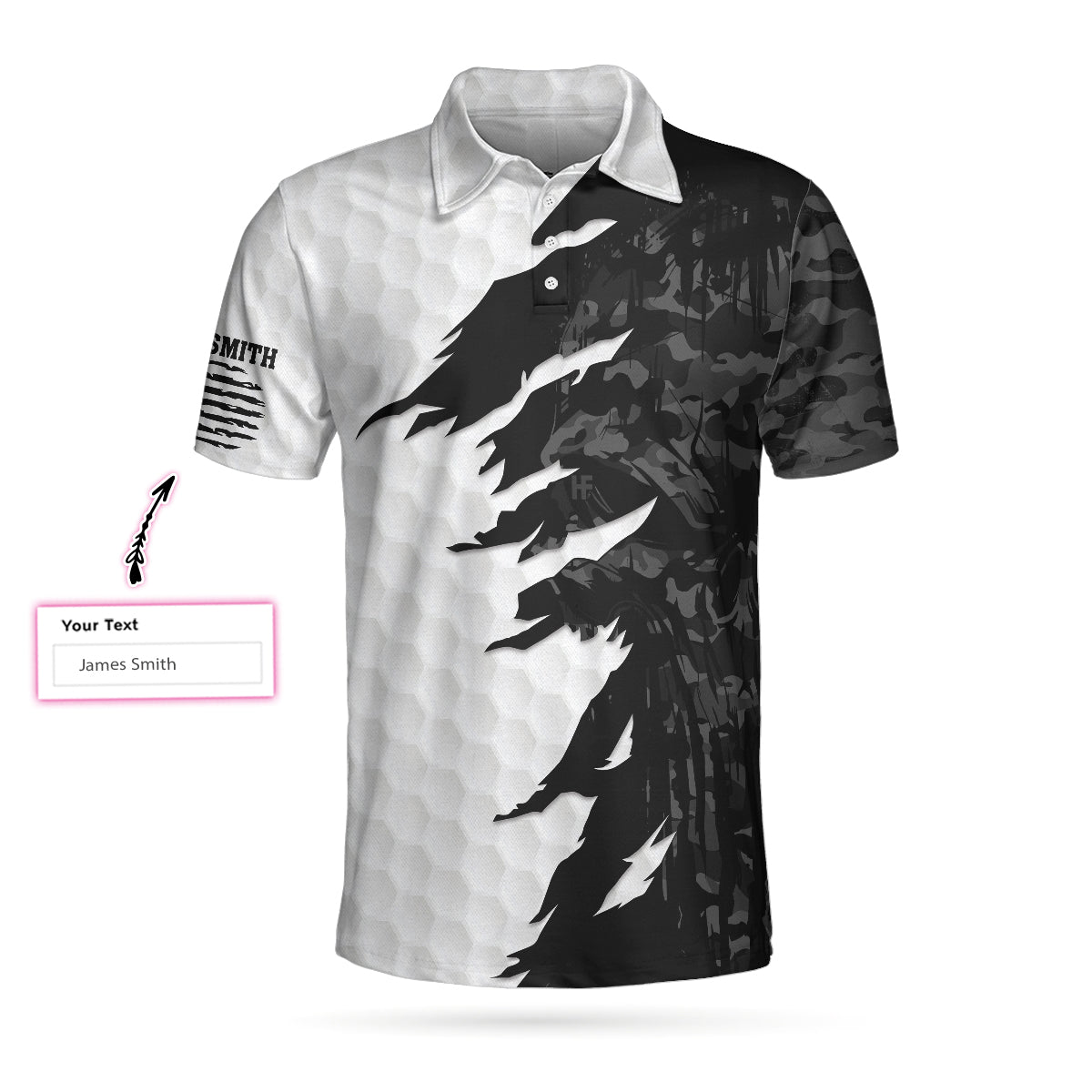 Swing Swear Drink Repeat Ripped Camouflage Skull Golf Custom Polo Shirt, Personalized Black And White Golf Shirt For Men