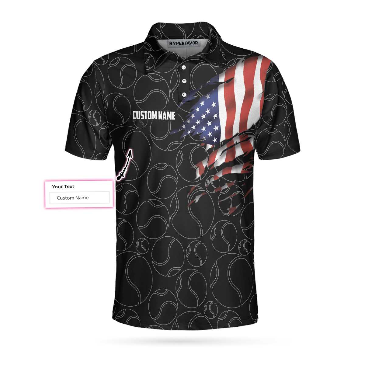 Tennis American Flag Custom Name Polo Shirt, Personalized American Flag Tennis Polo Shirt For Men, Tennis Gift For Male Players - Perfect Gift For Men