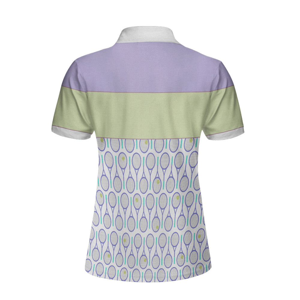 Tennis In Purple Pattern Custom Name Polo Shirt, Personalized Purple Pattern Tennis Shirt For Female Player - Perfect Gift For Women, Ladies