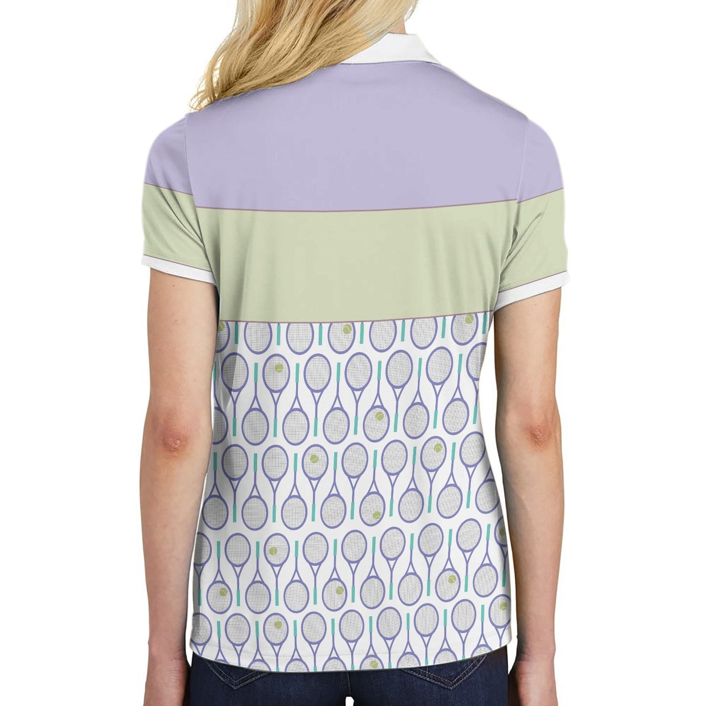 Tennis In Purple Pattern Custom Name Polo Shirt, Personalized Purple Pattern Tennis Shirt For Female Player - Perfect Gift For Women, Ladies