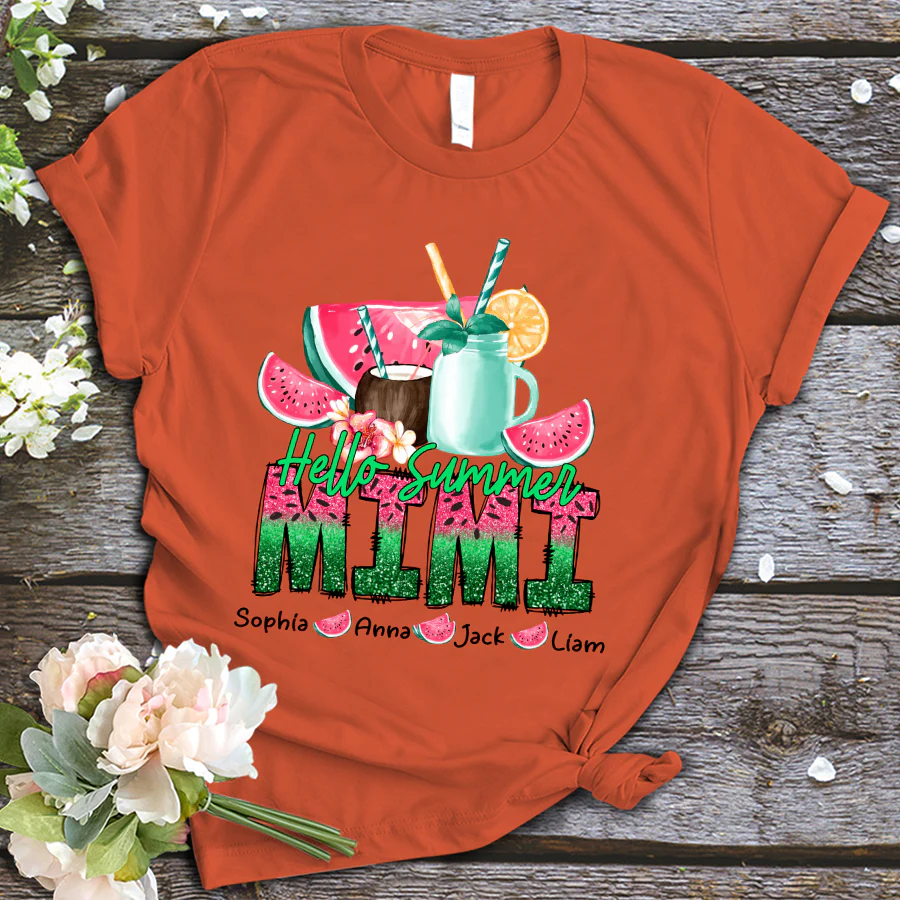 Mimi with Kids Custom Name T-shirt,  Mother's Day Shirt, Summer Mimi And Kids Personalized Shirt - Perfect Gift For Nana, Mimi, Grandma
