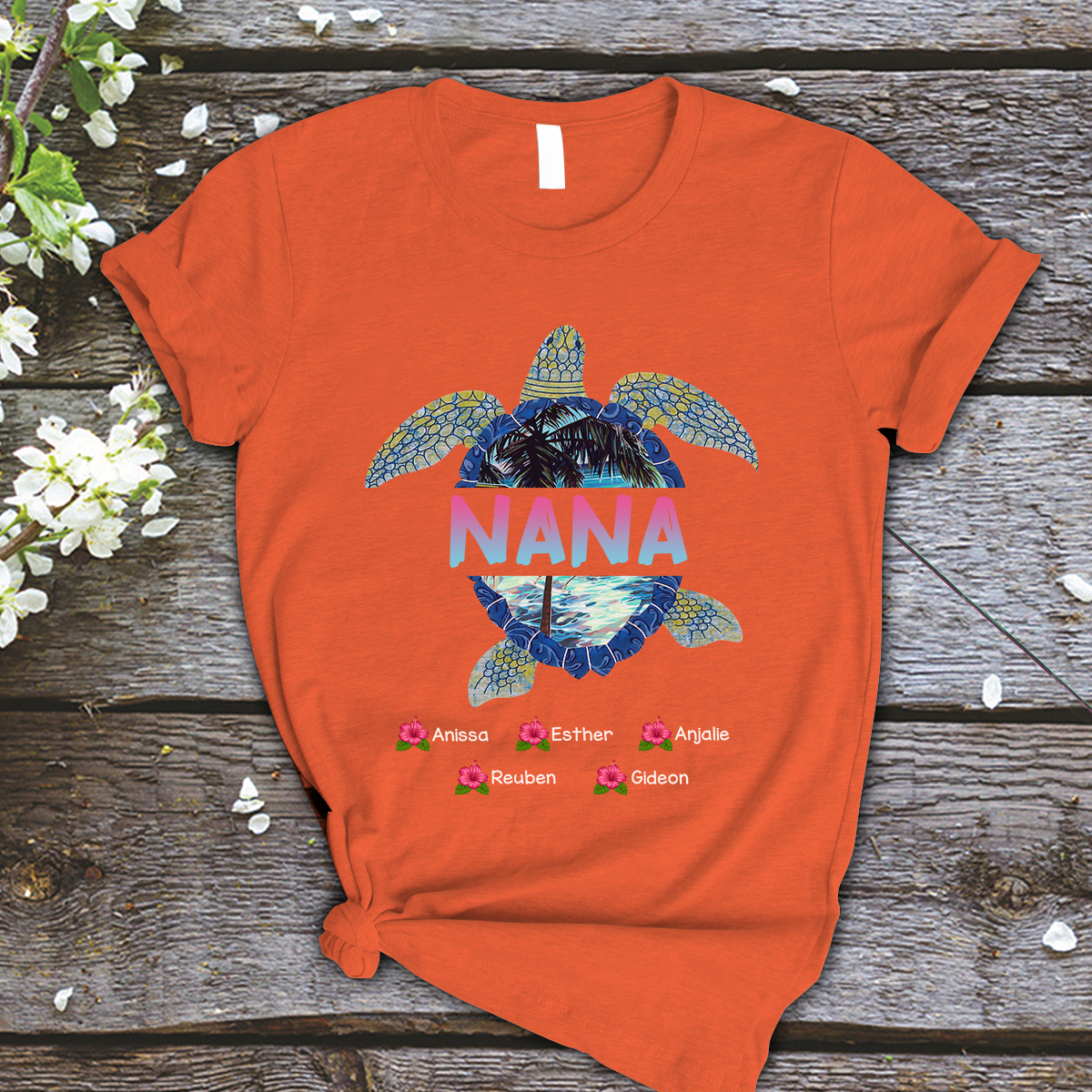 Nana and Kids Custom Name T-shirt, Nana Turtle,Turtle Lovers Gift for Mama Mother Grandma Personalized Shirt - Perfect Gift For Gigi, Nana, Mimi, Grandma