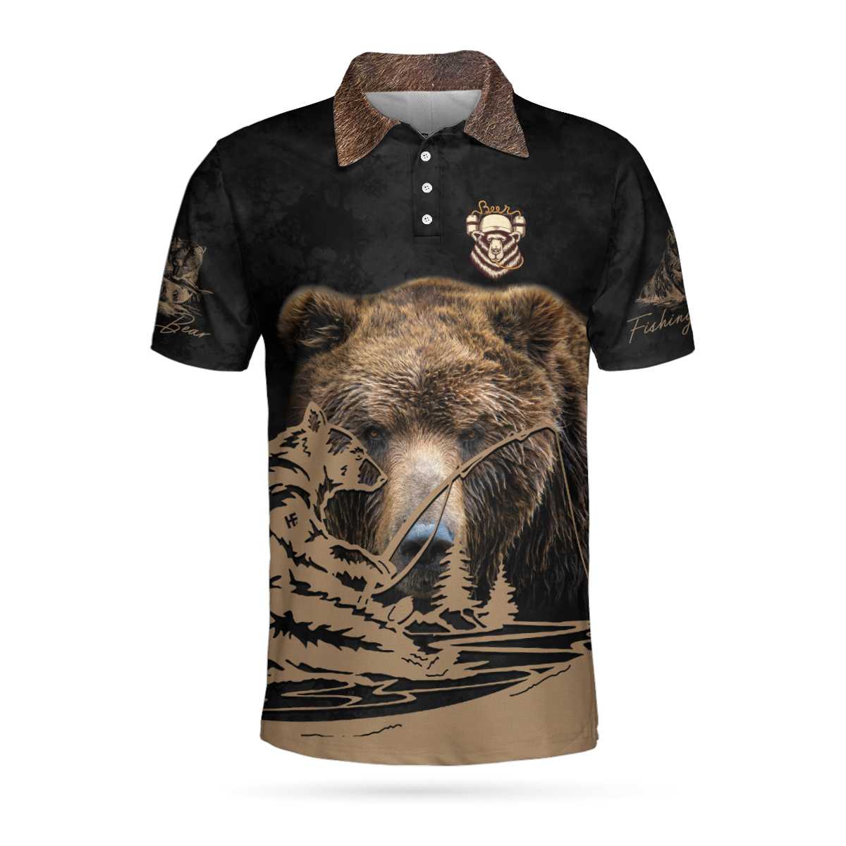 That's What I Do, I Fish, I Drink And I Know Things Polo Shirt, Brown Bear Polo Shirt, Best Fishing Shirt - Perfect Gift For Men