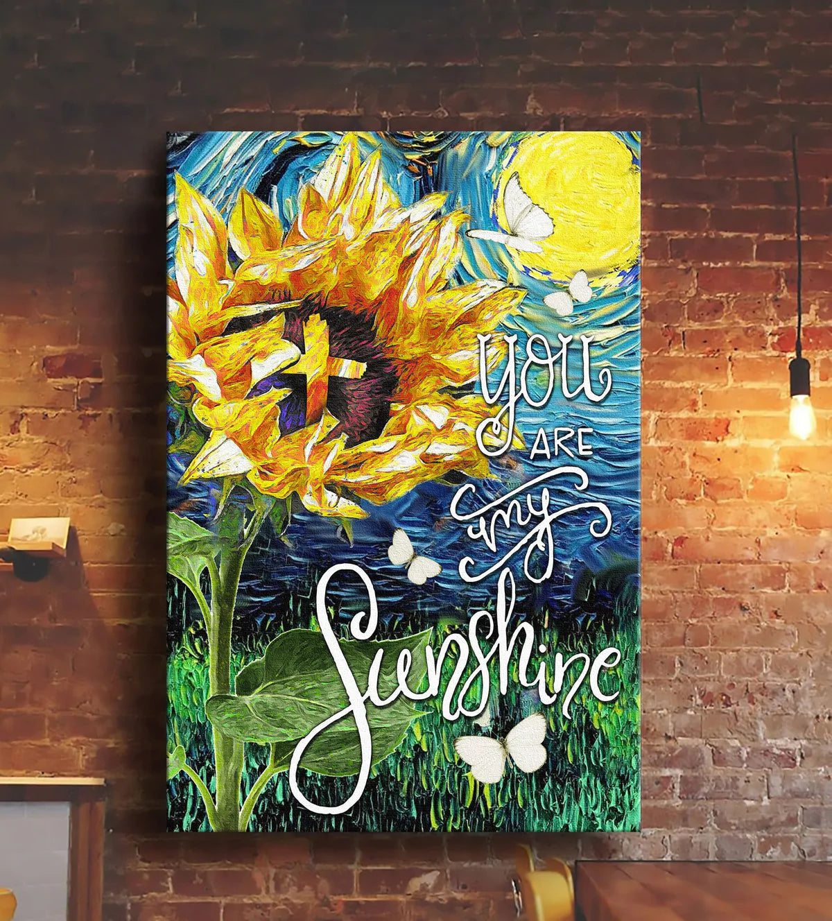 Jesus Portrait Canvas- The Stunning starry night, Sunflower under the moonlight- Gift for Christian- You are my sunshine - Portrait Canvas Prints, Wall Art