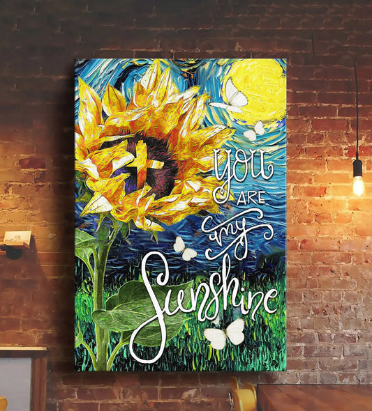 Jesus Portrait Canvas- The Stunning starry night, Sunflower under the moonlight- Gift for Christian- You are my sunshine - Portrait Canvas Prints, Wall Art