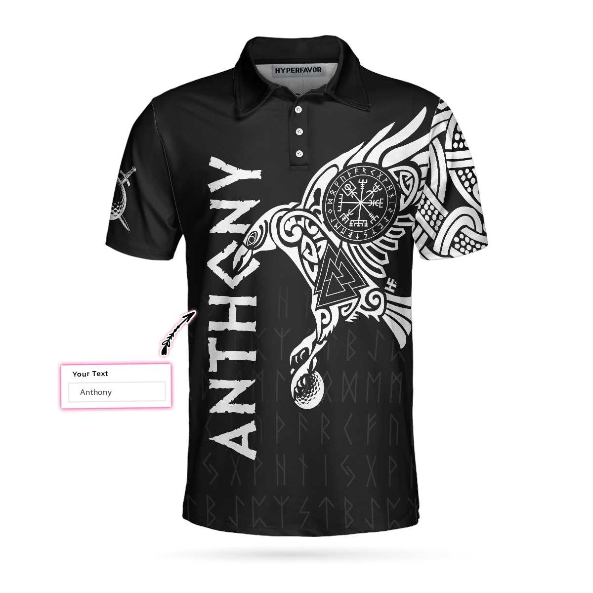 The Raven Tattoo Art Viking Golf Custom Polo Shirt, Cool Shirt Design For Golf Lovers, Gift For Golfers - Perfect Gift For Men