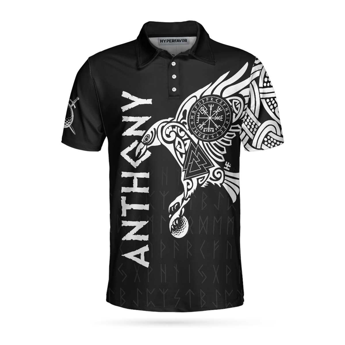 The Raven Tattoo Art Viking Golf Custom Polo Shirt, Cool Shirt Design For Golf Lovers, Gift For Golfers - Perfect Gift For Men