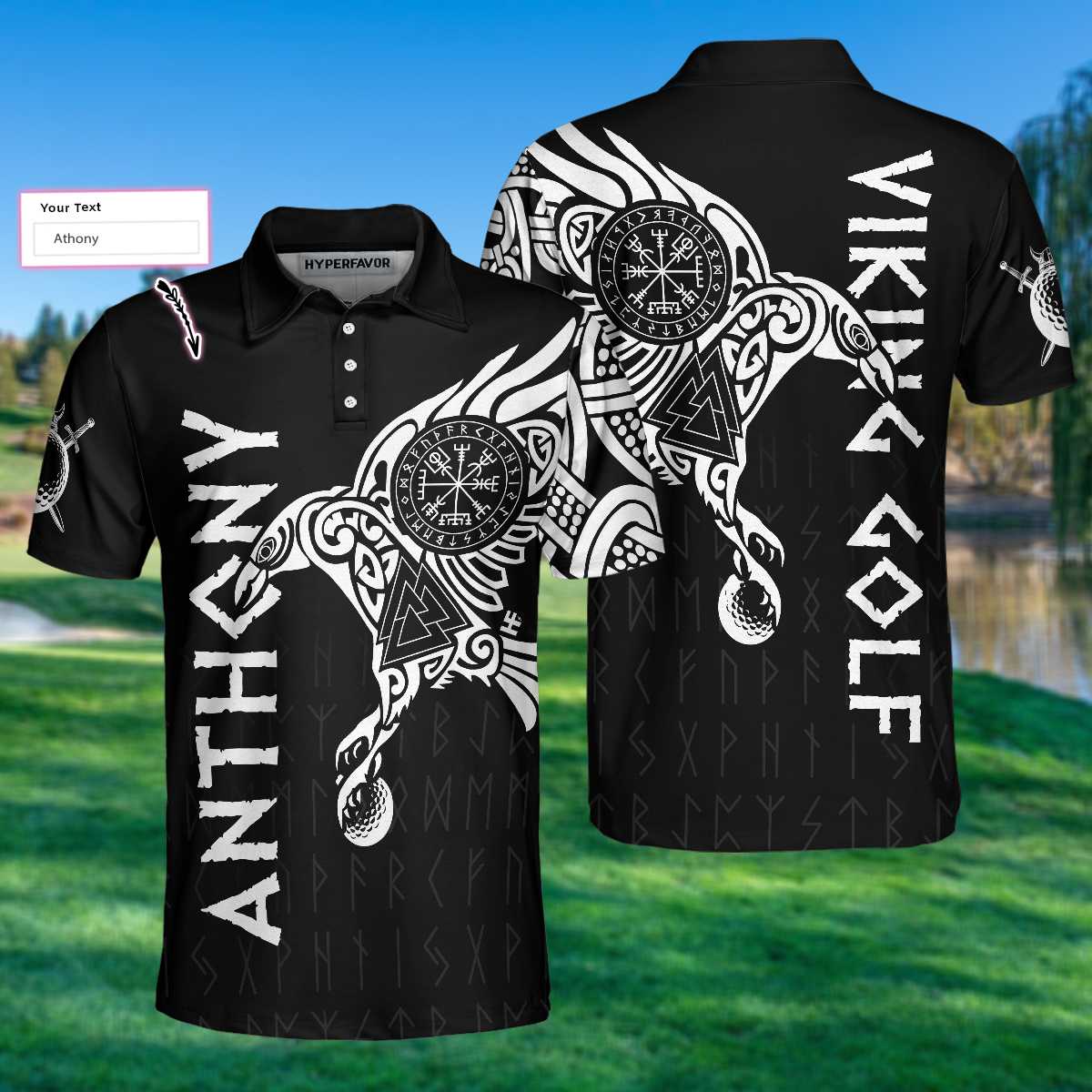 The Raven Tattoo Art Viking Golf Custom Polo Shirt, Cool Shirt Design For Golf Lovers, Gift For Golfers - Perfect Gift For Men