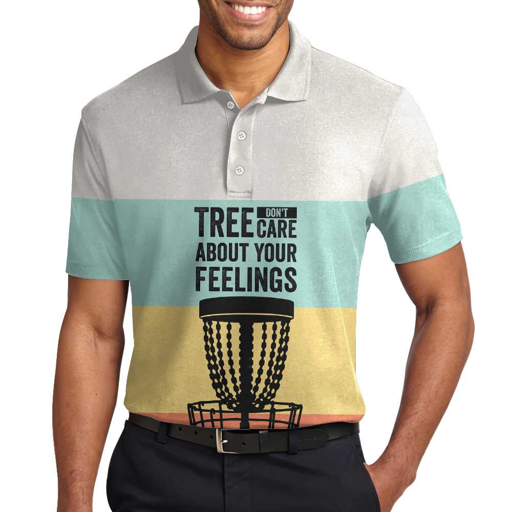 Tree Don't Care About Your Feelings Polo Shirt, Vintage Palette Pine Silhouette Polo Shirt, Best Disc Golf Shirt - Perfect Gift For Men