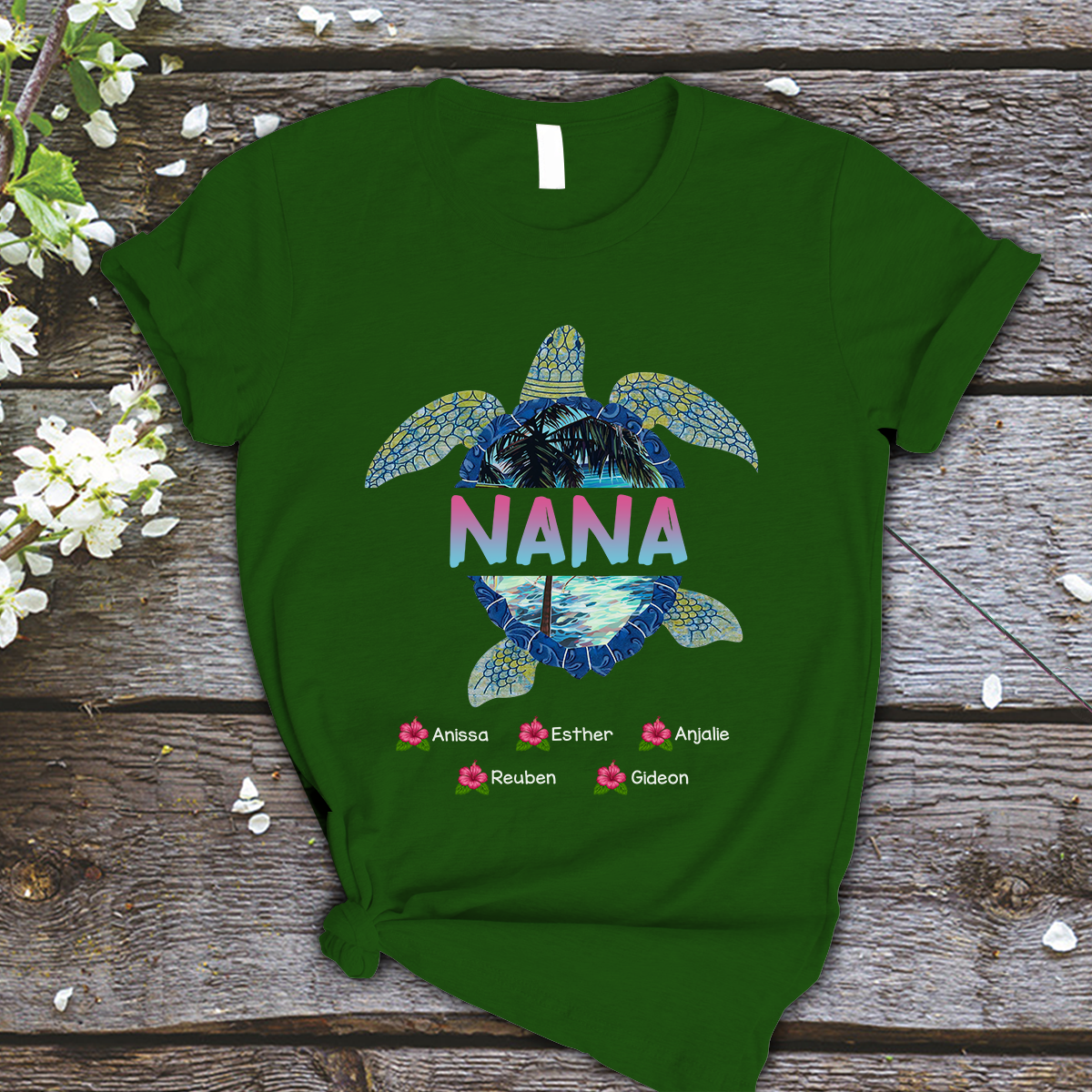 Nana and Kids Custom Name T-shirt, Nana Turtle,Turtle Lovers Gift for Mama Mother Grandma Personalized Shirt - Perfect Gift For Gigi, Nana, Mimi, Grandma