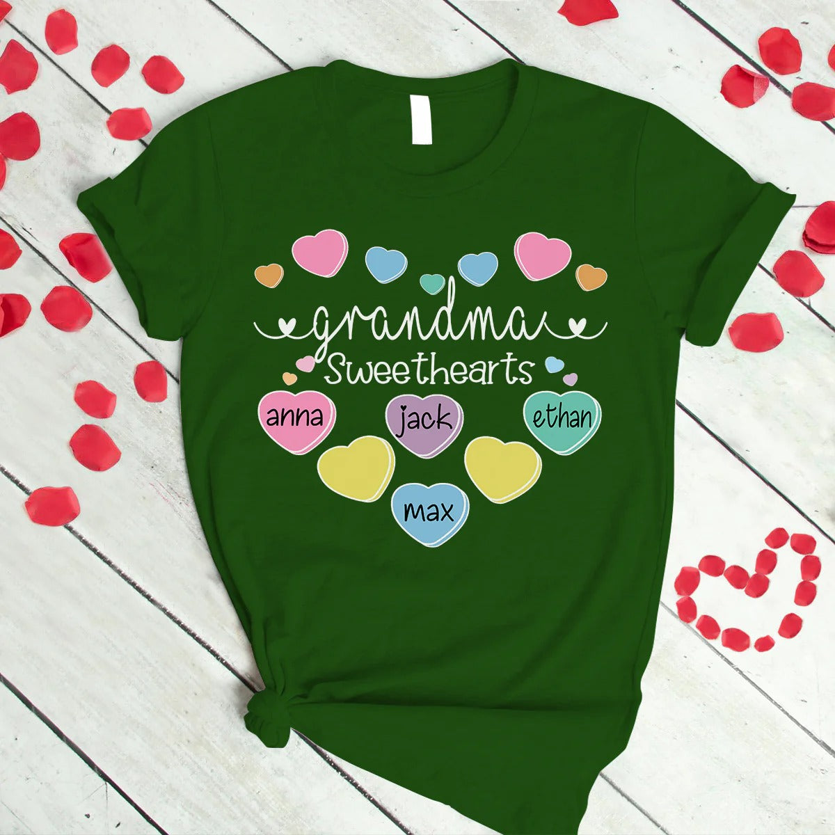 Grandma and Kids Custom Name T-shirt, Grandma Sweethearts With Grandkids Heart Personalized Shirt - Perfect Gift For Gigi, Nana, Mimi, Grandma