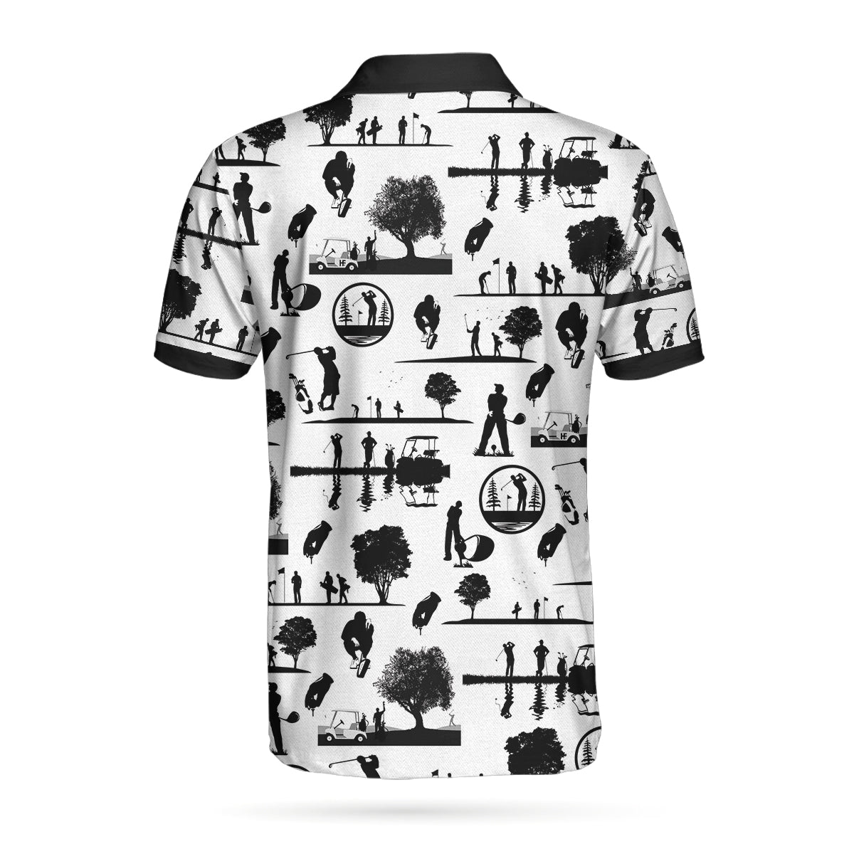 Vintage Silhouette Golfers All Over Print Polo Shirt, Black And White Golf Course Polo Shirt, Best Golf Shirt - Perfect Gift For Men