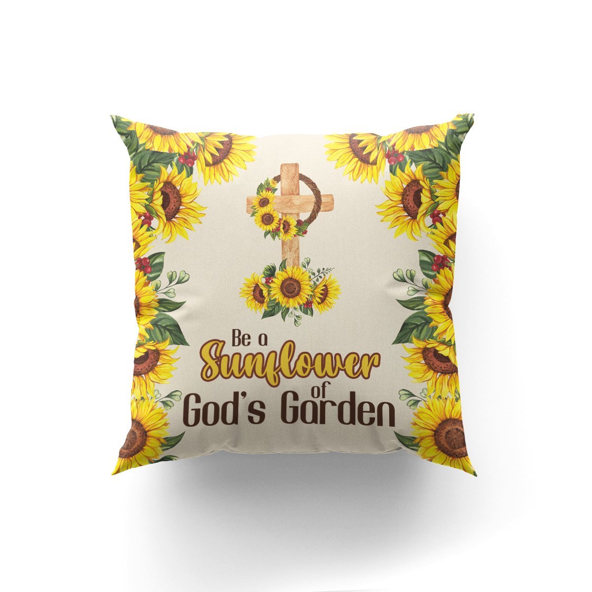 Bible Verse Pillow - Scripture Pillow - God Pillow - Beautiful Cross Pillow - Sunflower Of Gods Garden