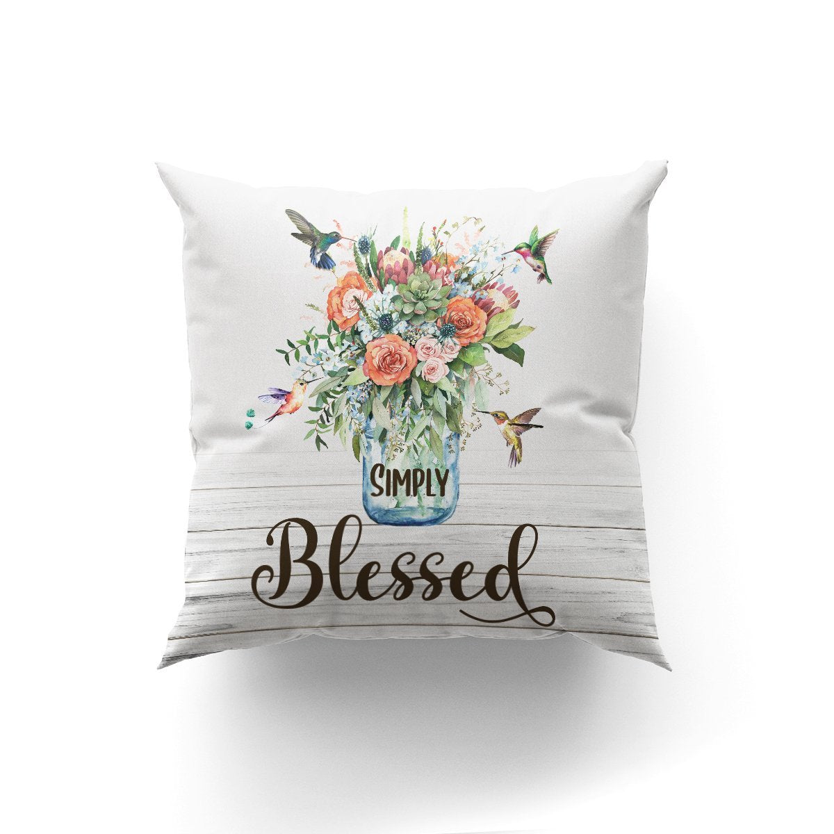 Bible Verse Pillow - Scripture Pillow - God Pillow - Simply Blessed - Beautiful Flower Pillow