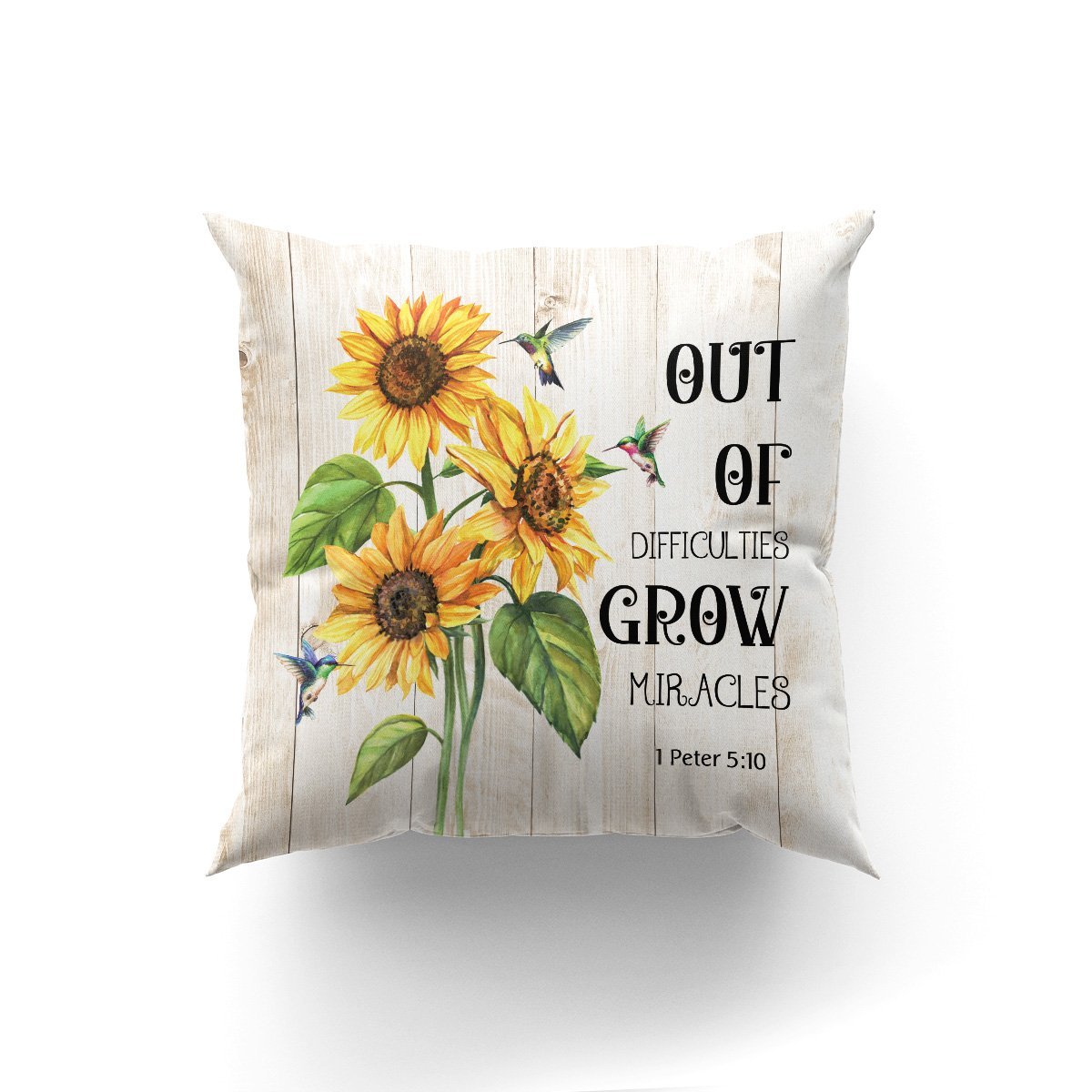 Bible Verse Pillow - Scripture Pillow - God Pillow - Out Of Difficulties Grow Miracles - Sunflower Pillow