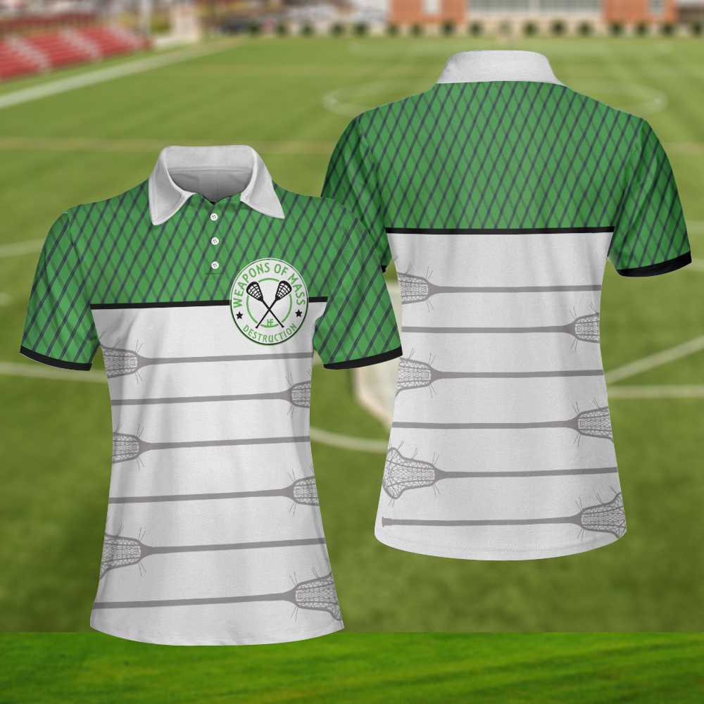 Weapons Of Mass Destruction Lacrosse Short Sleeve Polo Shirt, Green Steel Net Pattern Polo Shirt, Best Lacrosse Shirt For Men - Perfect Gift For Men, Golfers